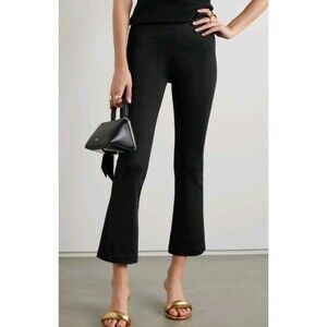 SPRWMN Scuba Crop Flare Pants Black Thick Zipper Waist Sz S Sexy Designer City